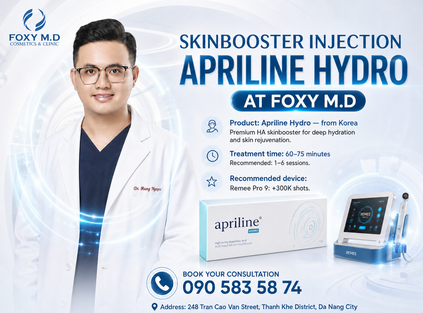 Apriline Hydro Skinbooster Injection in Da Nang – Swiss Ultra-Pure HA for Deep Hydration