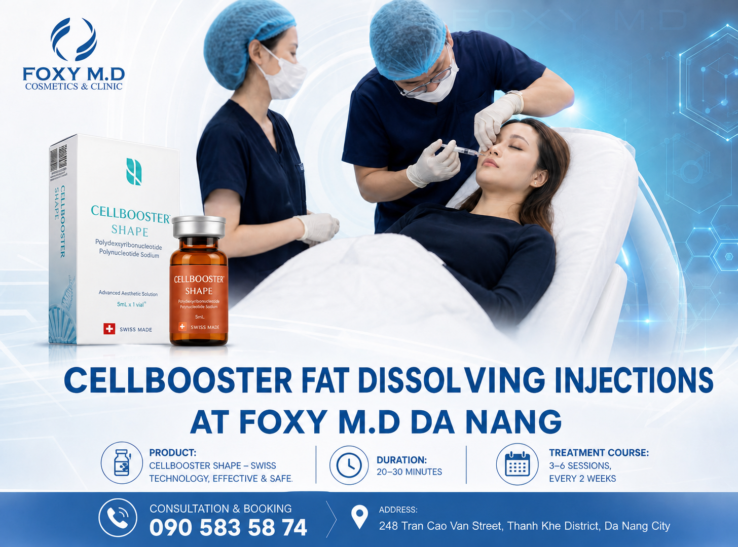 Cellbooster Fat Dissolving Injection in Da Nang — Advanced Lipolysis Formula for Stubborn Fat at Foxy M.D Clinic