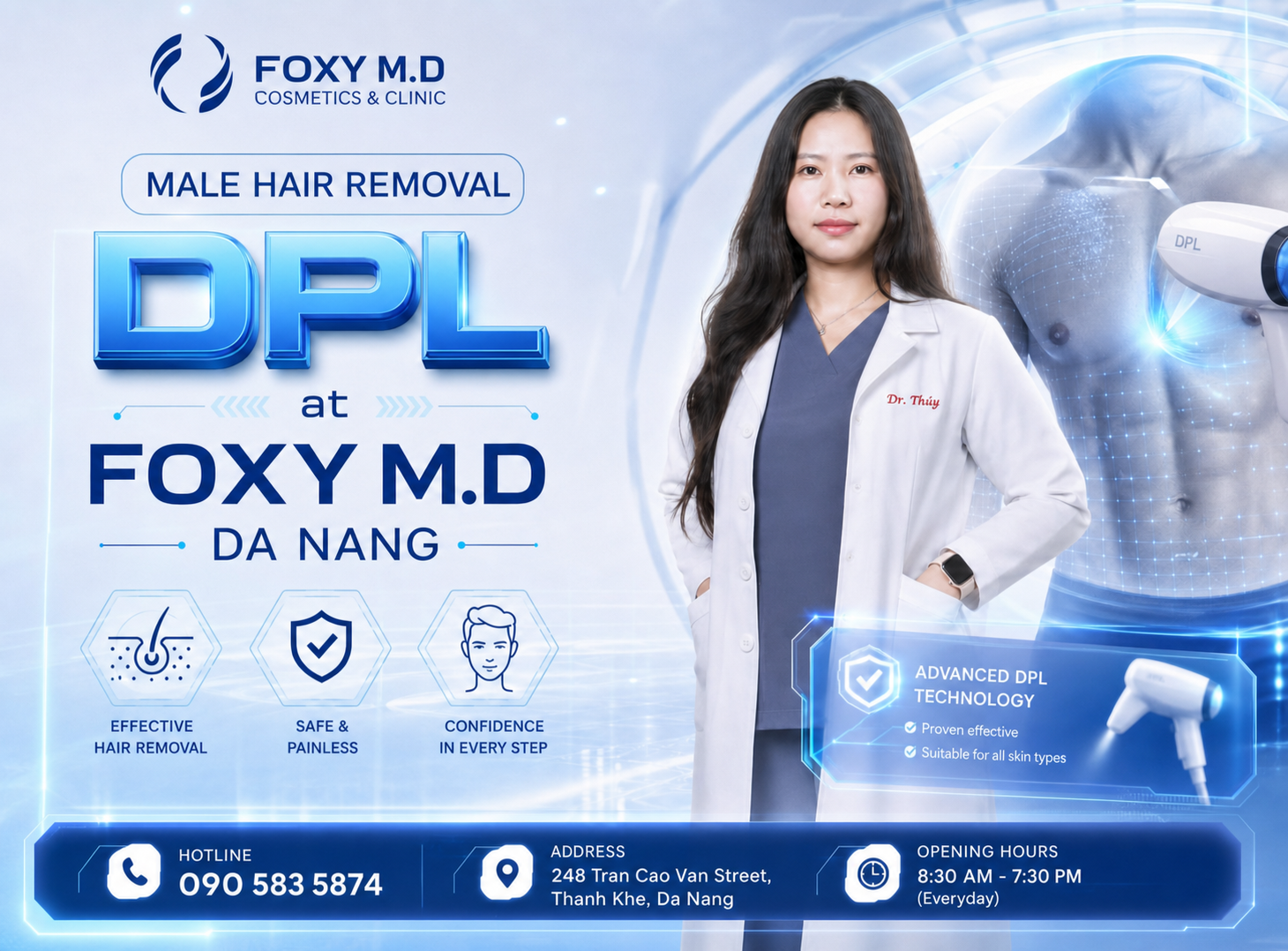 DPL Hair Removal for Men in Da Nang — Permanent Body Hair Removal at Foxy M.D Clinic