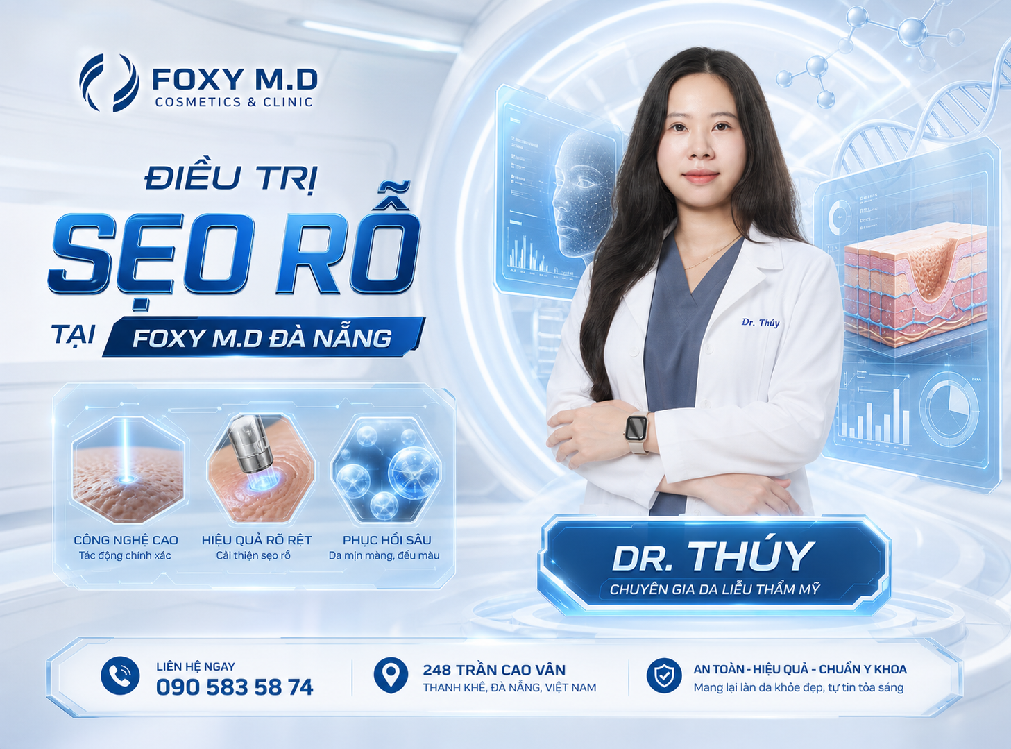 Điều Trị Sẹo Rỗ Đà Nẵng — Phác Đồ Đa Phương Thức Cải Thiện Sẹo Rỗ Sau Mụn Tại Foxy M.D Clinic