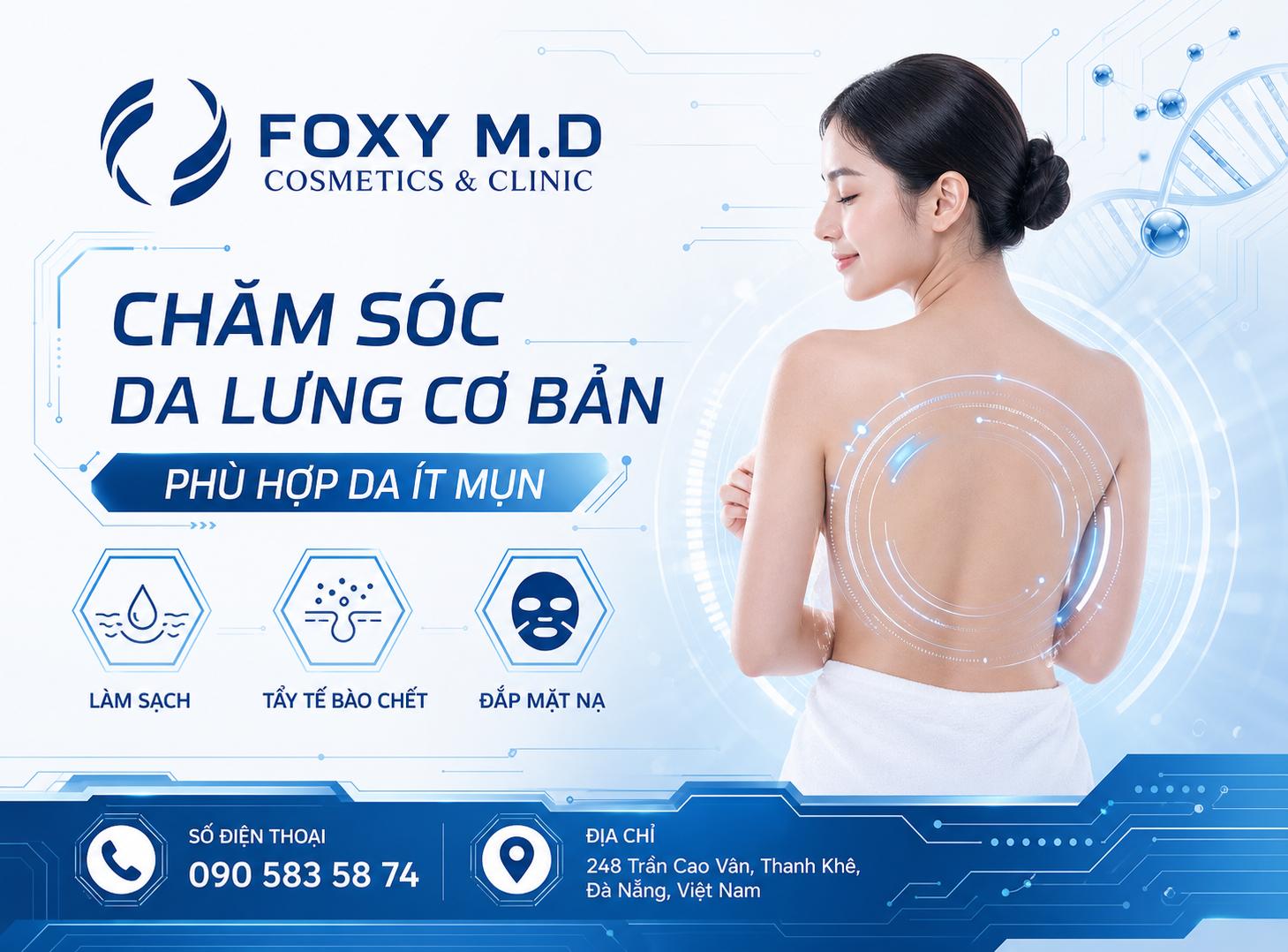 Facial Lưng Cơ Bản Tại Đà Nẵng — Làm Sạch Sâu & Chăm Sóc Da Lưng Định Kỳ Tại Foxy M.D Clinic