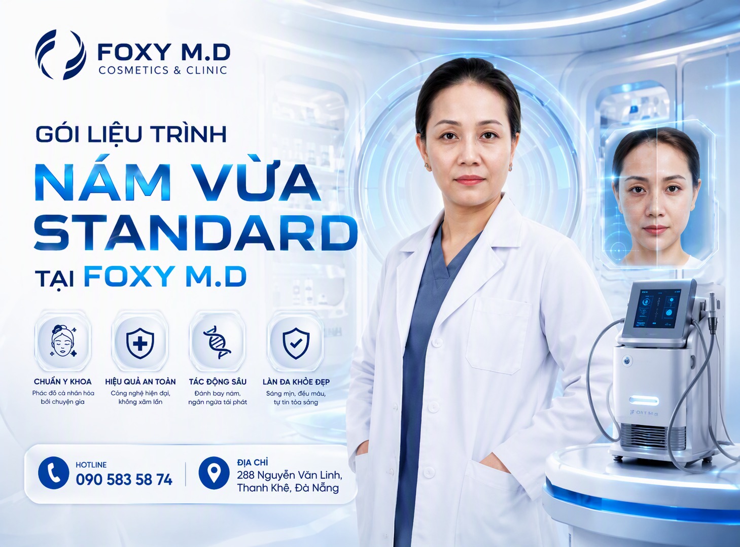 Gói Nám Vừa Standard Tại Đà Nẵng — Phác Đồ Điều Trị Nám Mức Vừa Bài Bản Tại Foxy M.D Clinic
