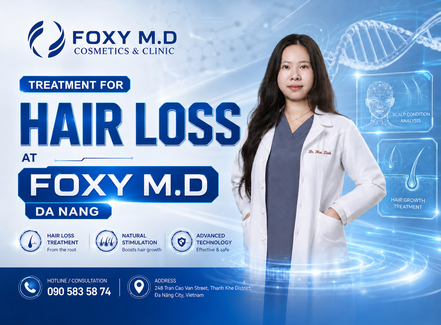 Hair Loss Treatment in Da Nang — PRP Scalp Injection & Meso for Hair Regrowth at Foxy M.D Clinic