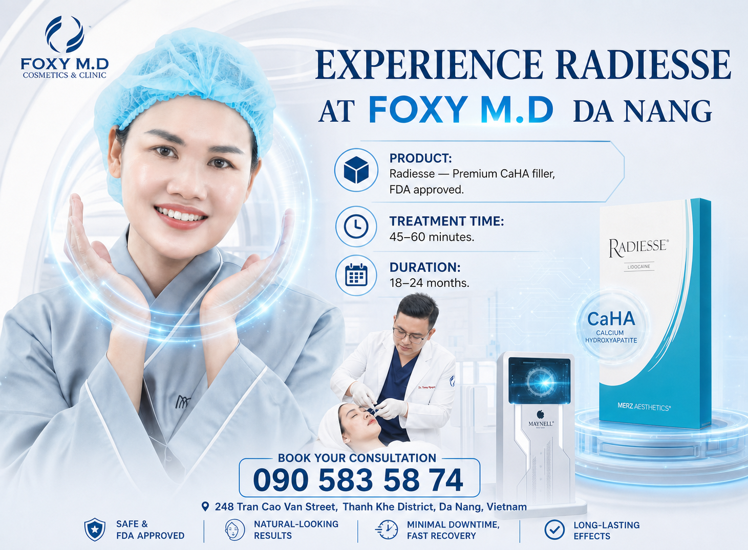 Radiesse CaHA Injection in Da Nang — Premium Biostimulatory Filler for Facial Lifting & Collagen Regeneration at Foxy M.D Clinic