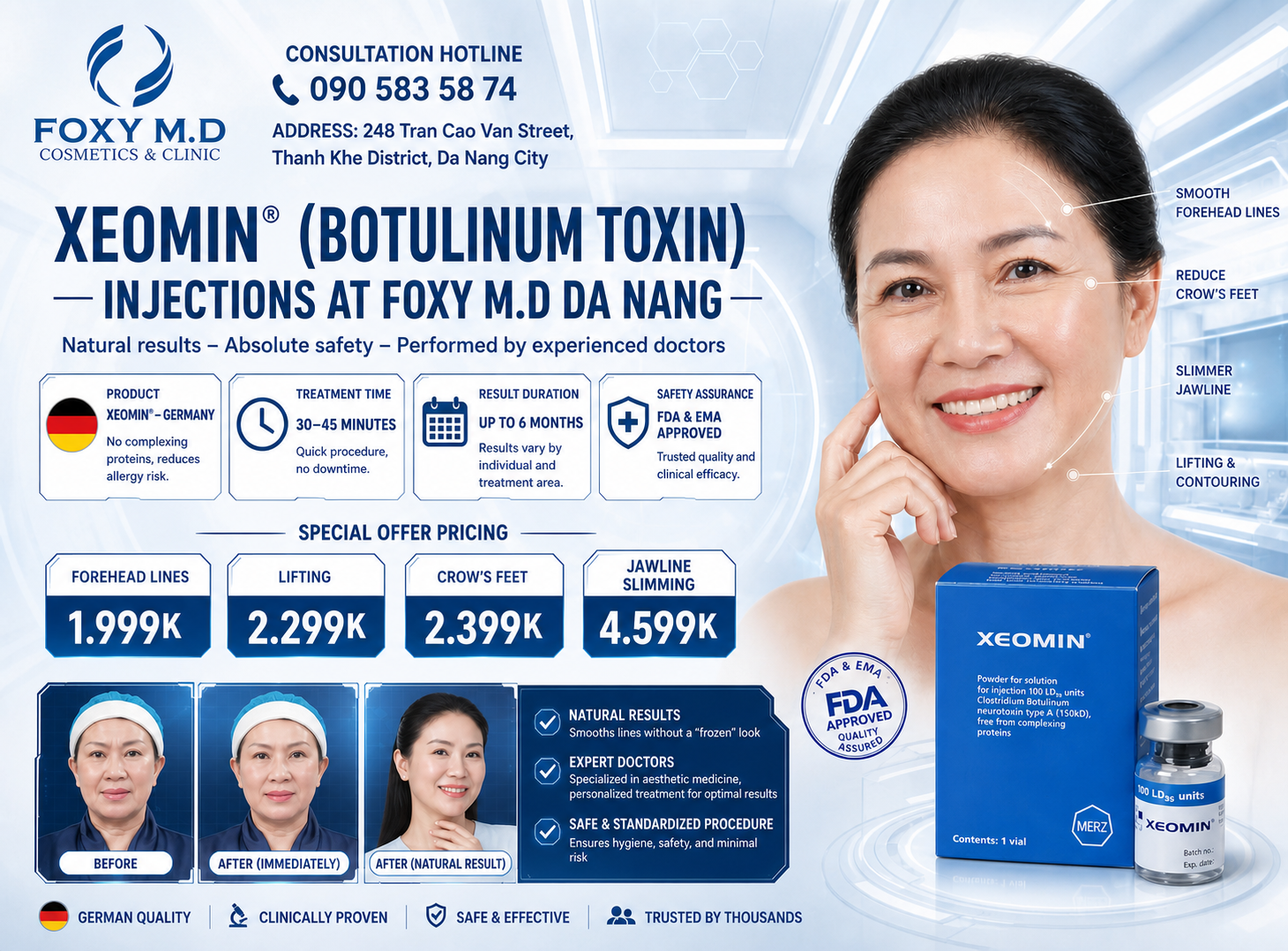 German Botox Xeomin Injection in Da Nang – Pure Wrinkle Treatment with No Accessory Proteins