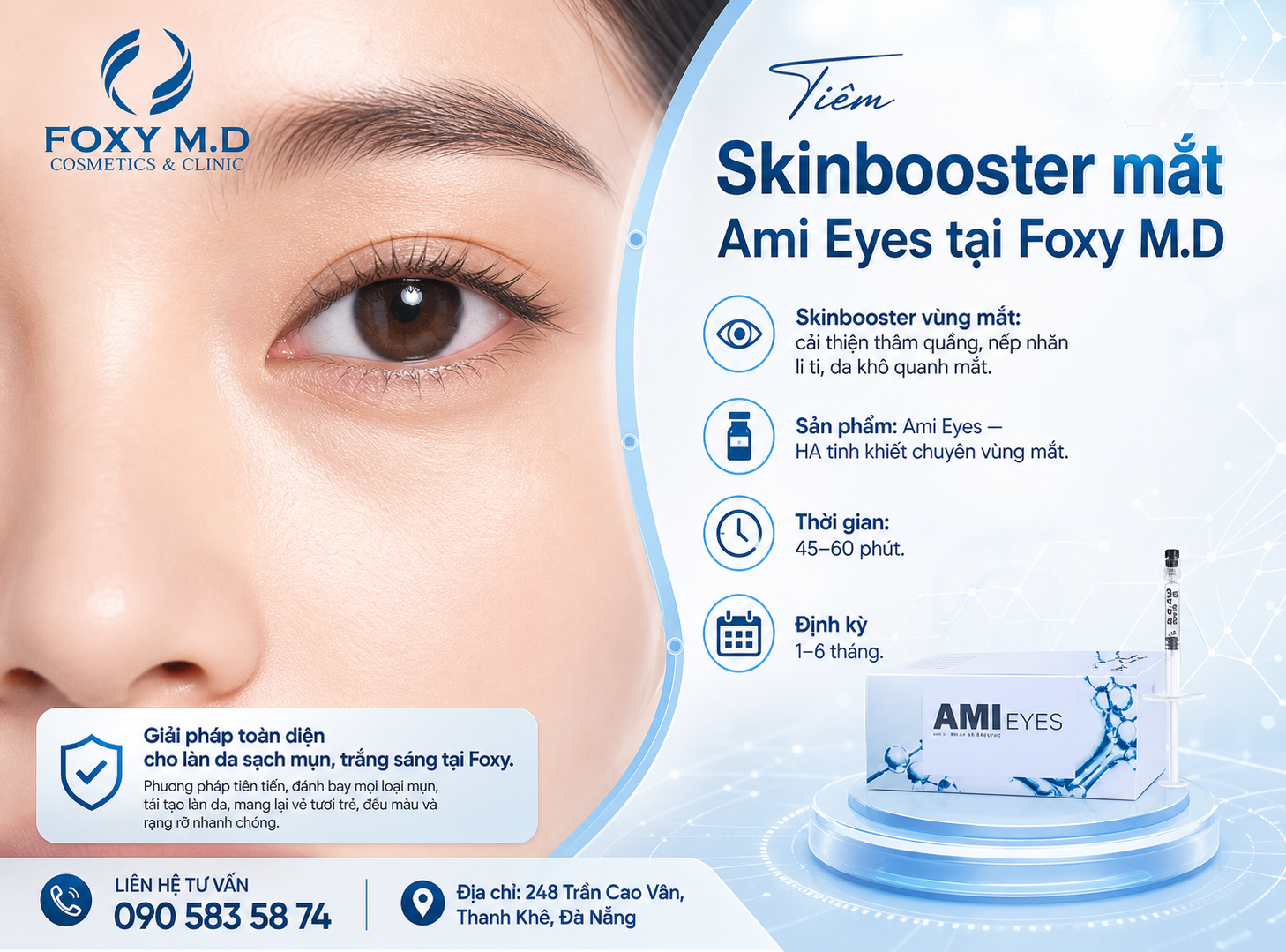 Tiêm Skinbooster Mắt Ami Eyes Tại Đà Nẵng – Cải Thiện Thâm Quầng Và Nếp Nhăn Vùng Mắt