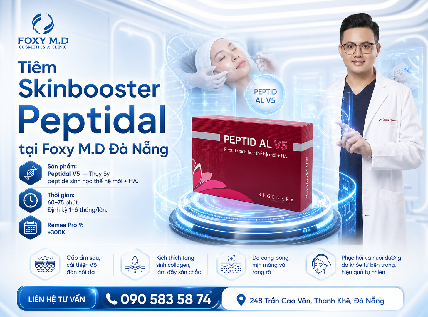 Tiêm Skinbooster Peptidal Tại Đà Nẵng – Peptide Sinh Học Thế Hệ Mới Chống Lão Hóa Chuyên Sâu